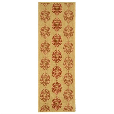 Safavieh 2 Ft. - 4 In. X 9 Ft. - 11 In. Runner- Indoor - Outdoor Courtyard Natural Red Machine Made Rug CY2720-3701-210